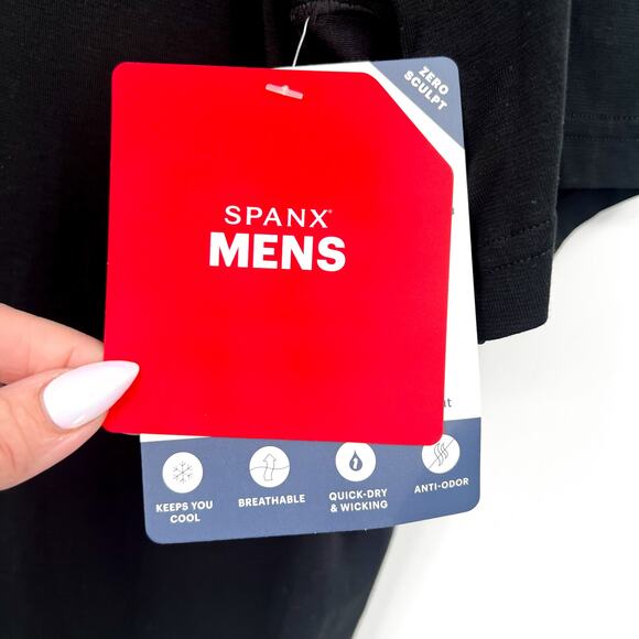 SPANX Mens Zero Sculpt Crewneck T-shirt XL Classic Black Cotton & Modal NWT - Picture 11 of 11